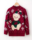 2Y-6Y Teddy Bear Print Sweater Winter Crew Neck Knit Top